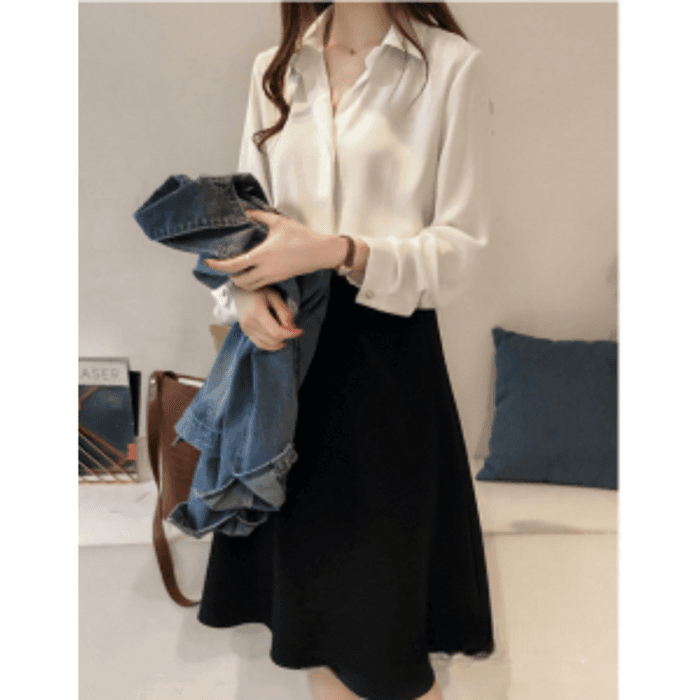 骨格ストレートシンプルブラウストップス