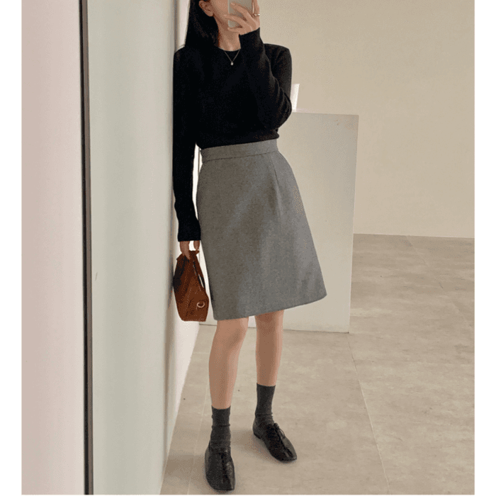 骨格ストレートAラインショートスカート