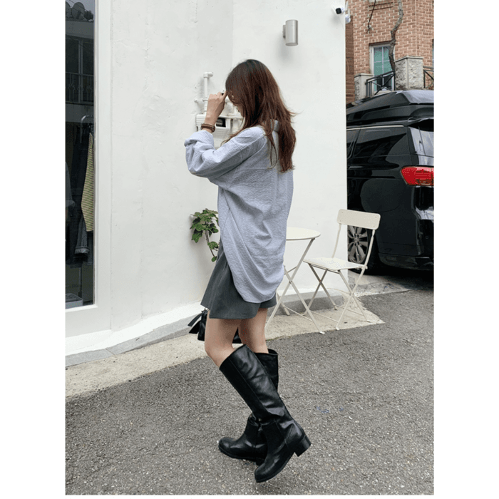 骨格ストレートタックプリーツミニスカート