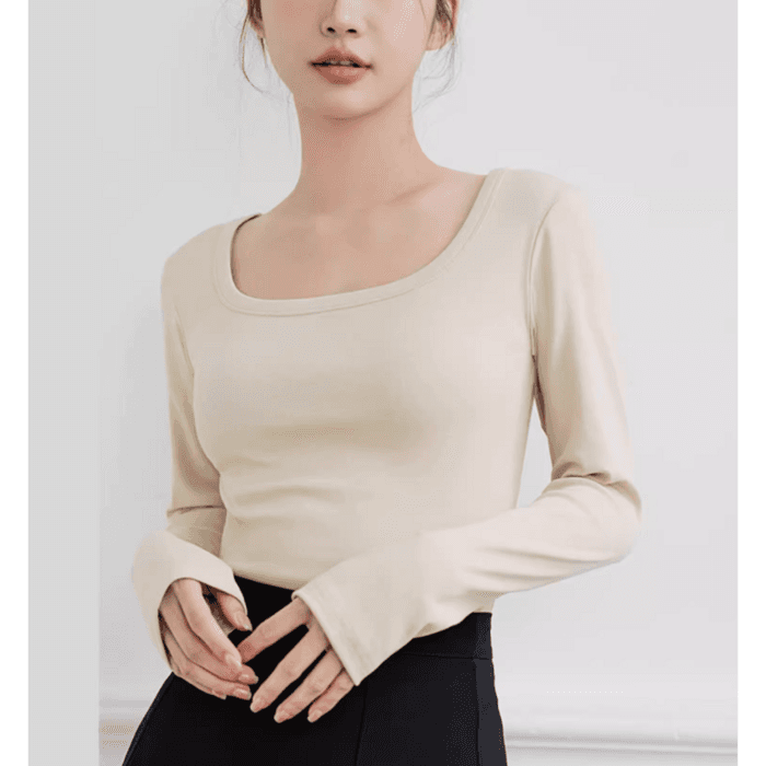 骨格ストレートスクエアネック長袖Ｔシャツ