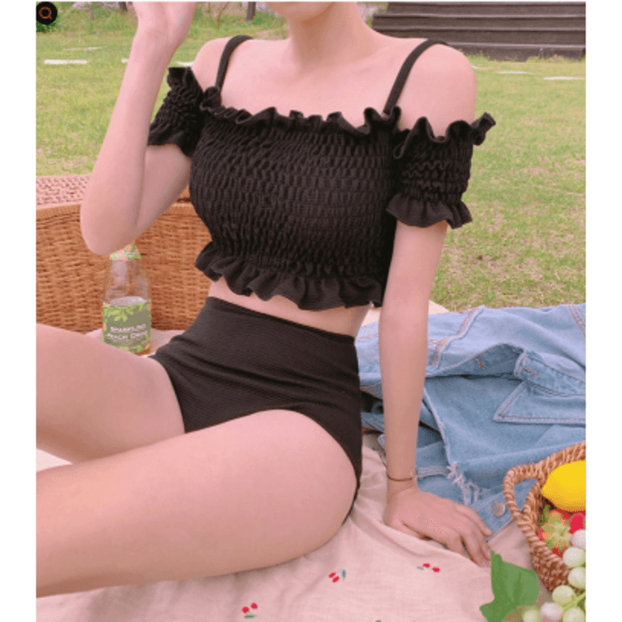 骨格ストレートシャーリングフリル水着