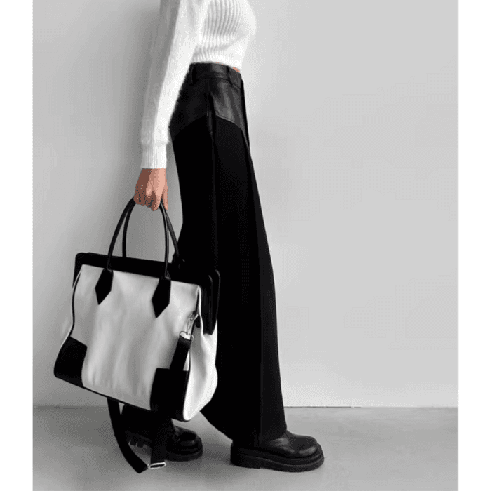 骨格ストレートPUレザーコルセットロングスカート