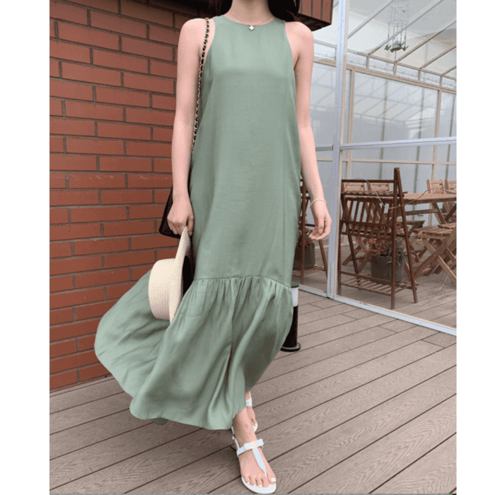 骨格ストレートノースリーブワンピース