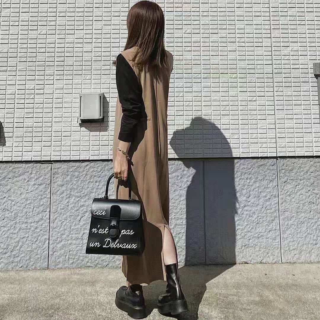 骨格ストレートVネックベストワンピース
