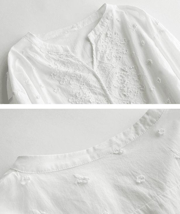 骨格ストレートキーネックレースブラウス