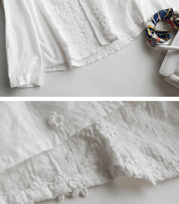 骨格ストレートキーネックレースブラウス