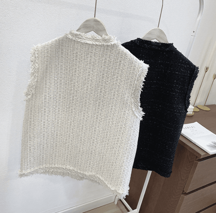 骨格ストレートフリンジディテールジレジャケット