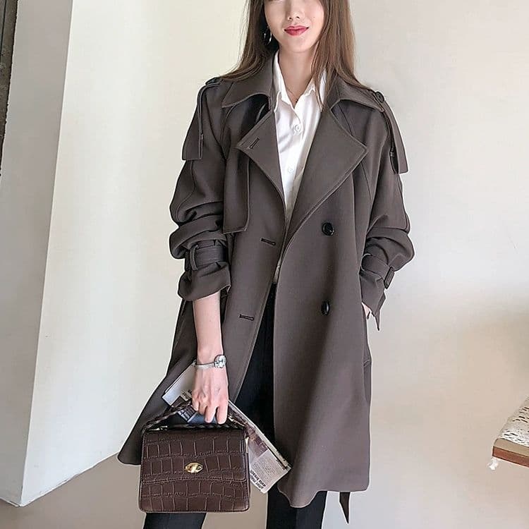 骨格ストレートトレンチコート
