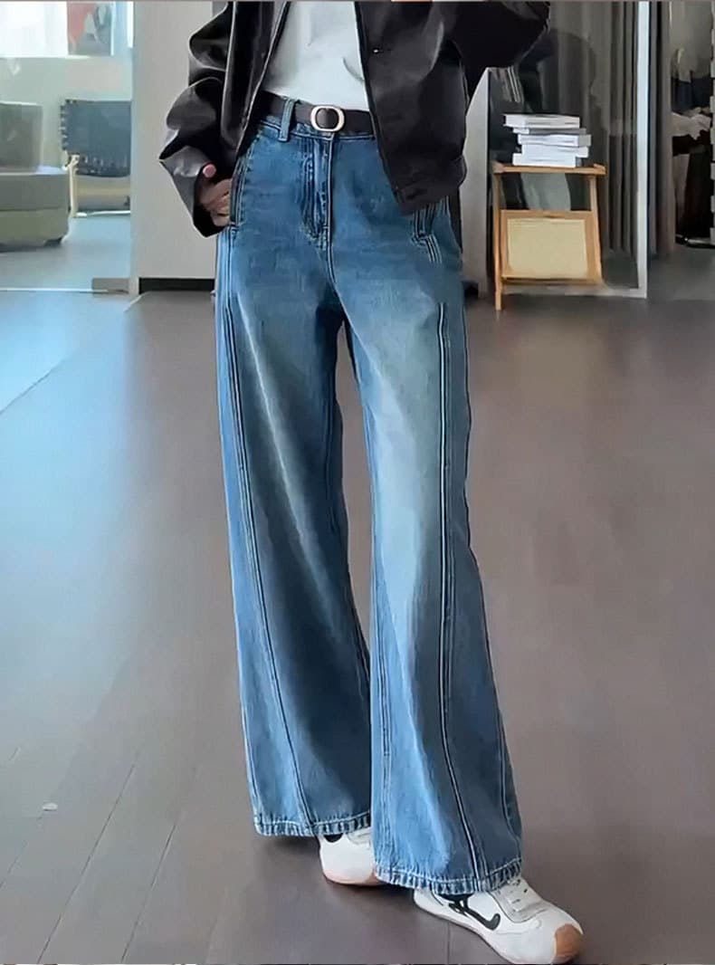 骨格ストレートストレートレッグデニムパンツ