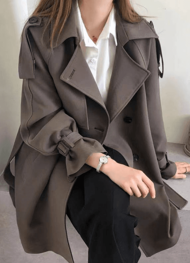 骨格ストレートトレンチコート