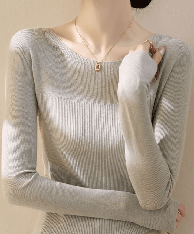 骨格ストレートボートネックニットトップス