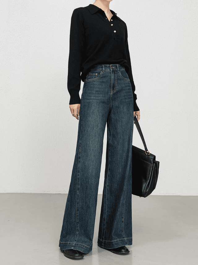 骨格ストレートワイドデニムパンツ