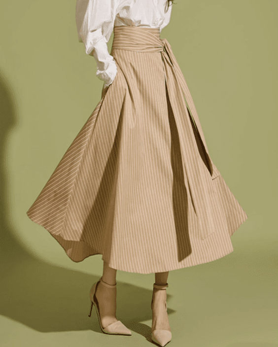 骨格ストレートストライプ柄フレアスカート