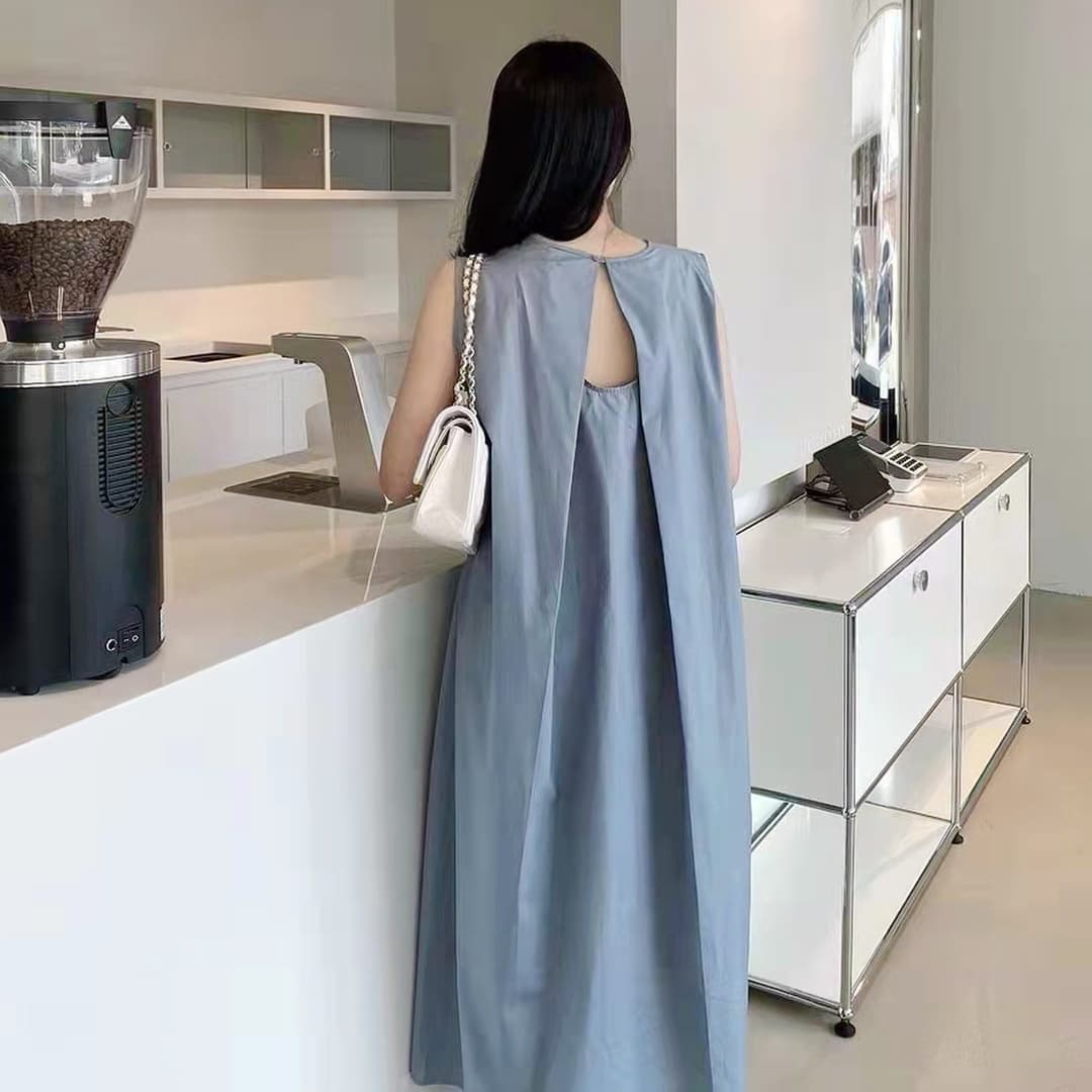 骨格ストレートバックコンシャルノースリーブワンピース