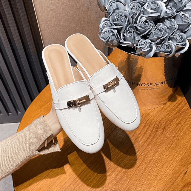 骨格ストレートミュールローファー