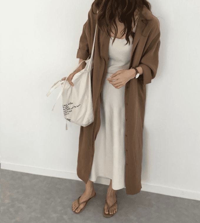 骨格ストレートシャツワンピース