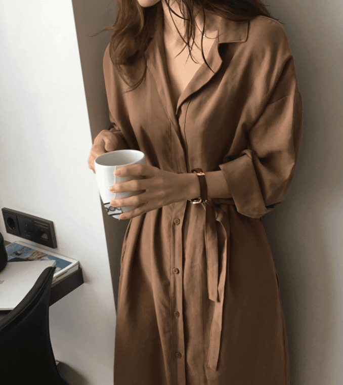 骨格ストレートシャツワンピース