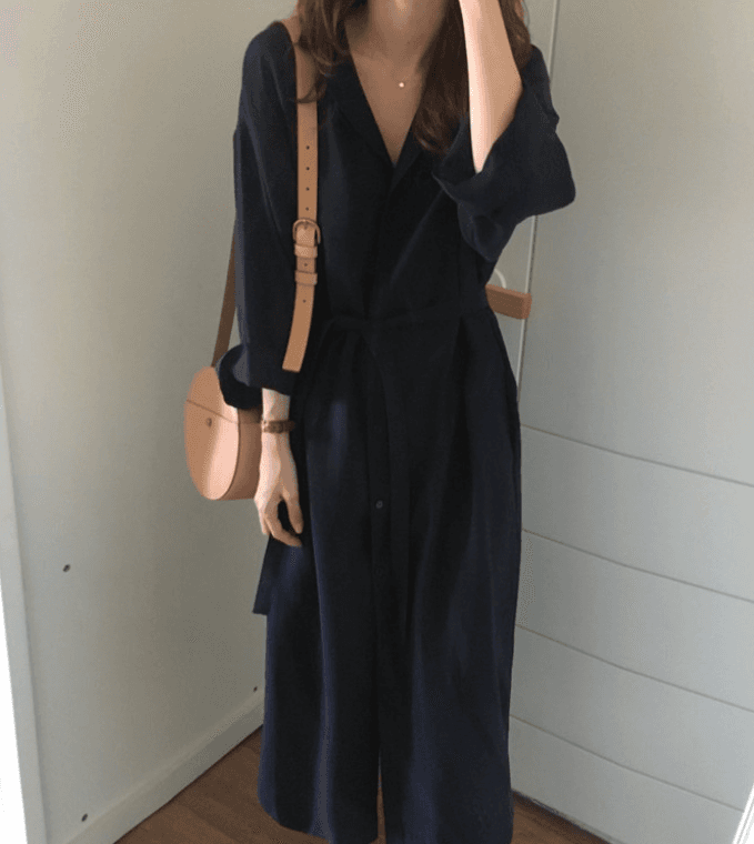 骨格ストレートシャツワンピース