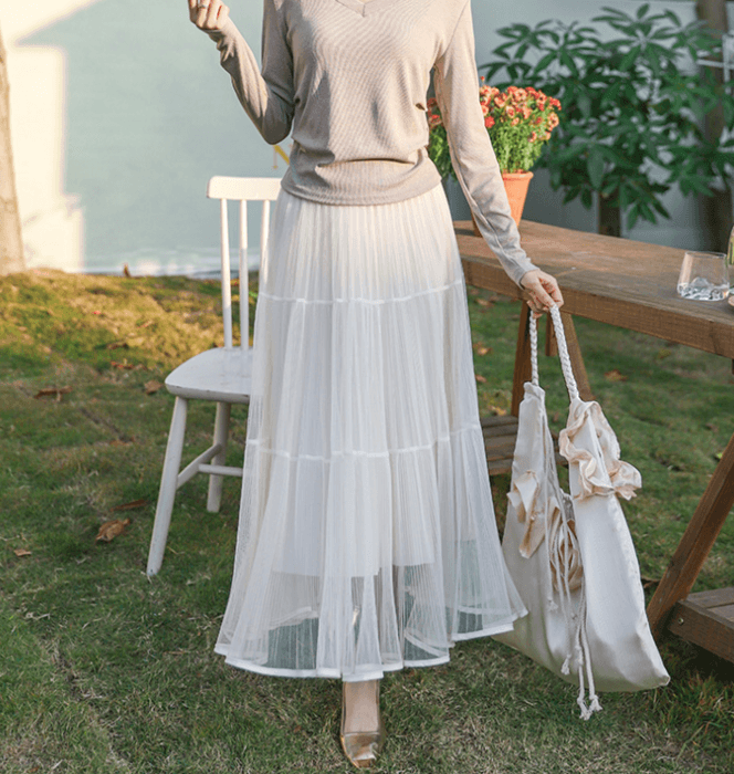 骨格ストレートチュールスカート