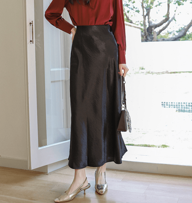 骨格ストレートセミマーメイドロングスカート