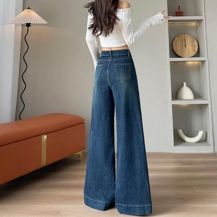 骨格ストレートルーズワイドフレアデニムパンツ