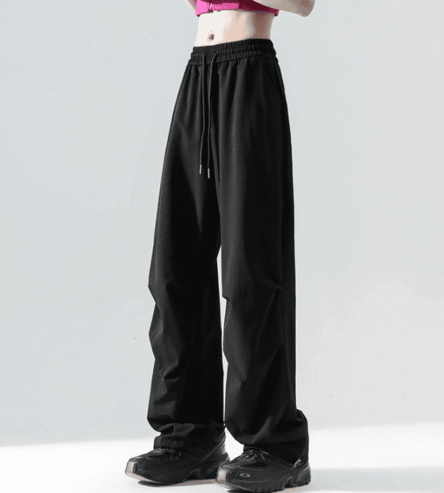 骨格ストレートワイドレッグパラシュートパンツ