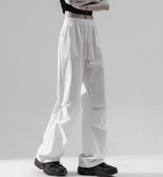 骨格ストレートワイドレッグパラシュートパンツ