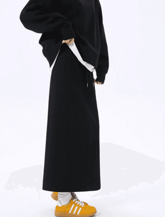 骨格ストレートバックスリットスウェットスカート