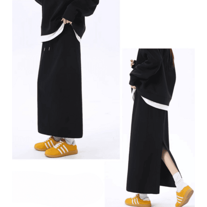 骨格ストレートバックスリットスウェットスカート