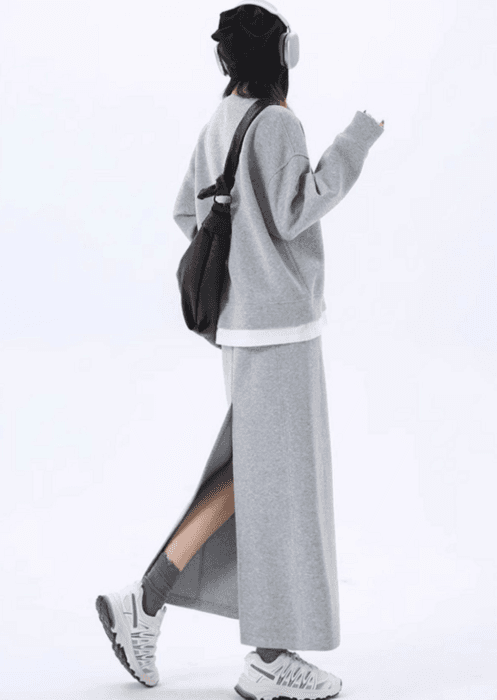 骨格ストレートバックスリットスウェットスカート
