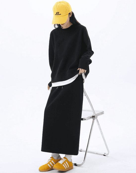 骨格ストレートバックスリットスウェットスカート