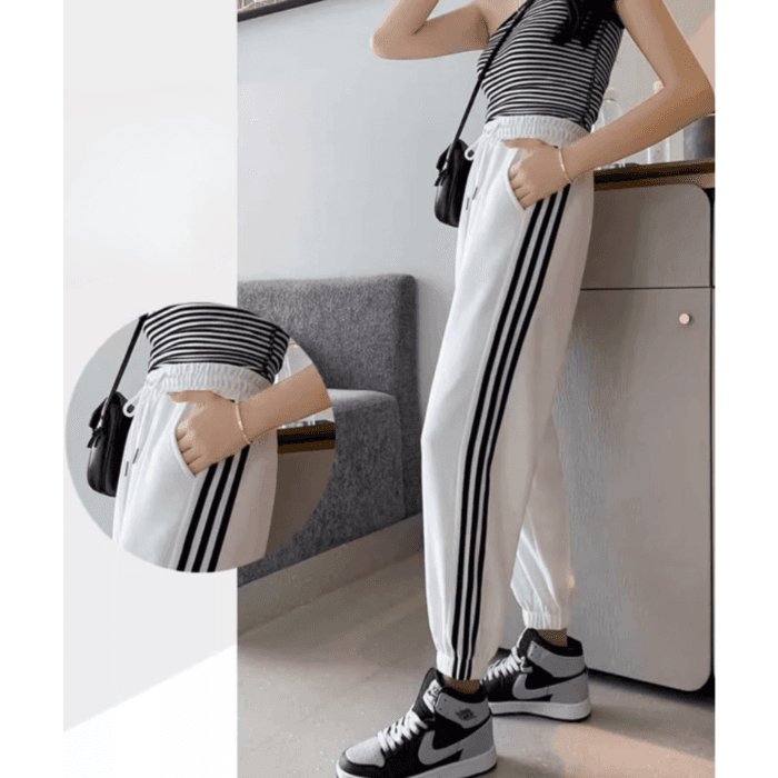 骨格ストレートサイドラインスウェットパンツ