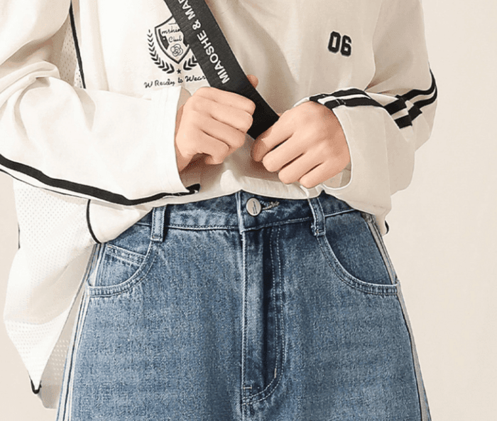 骨格ストレートサイドラインワイドパンツ