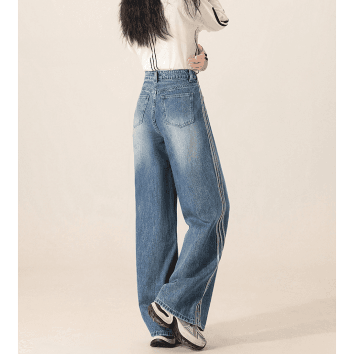 骨格ストレートサイドラインワイドパンツ
