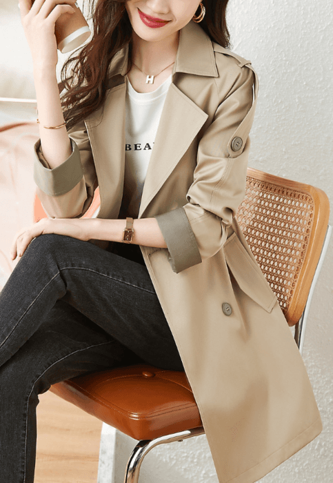 骨格ストレートウエストシェイプトレンチコート