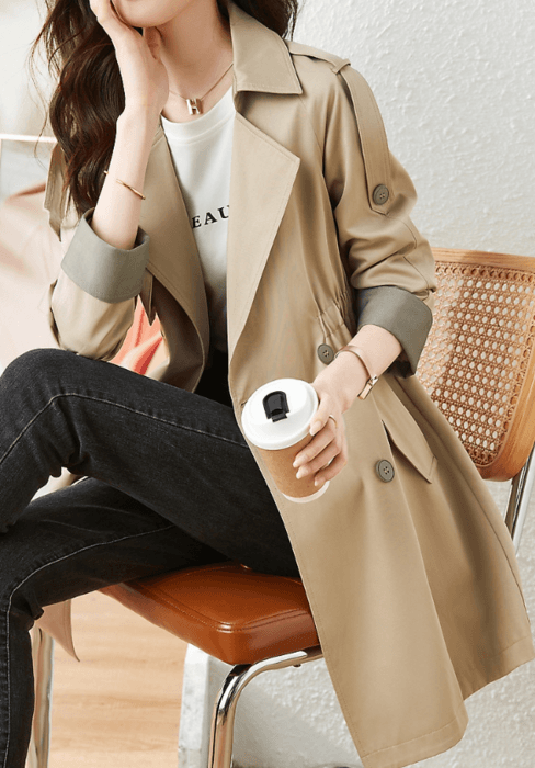 骨格ストレートウエストシェイプトレンチコート