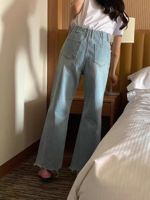 骨格ストレートパールポケットストレートデニムパンツ
