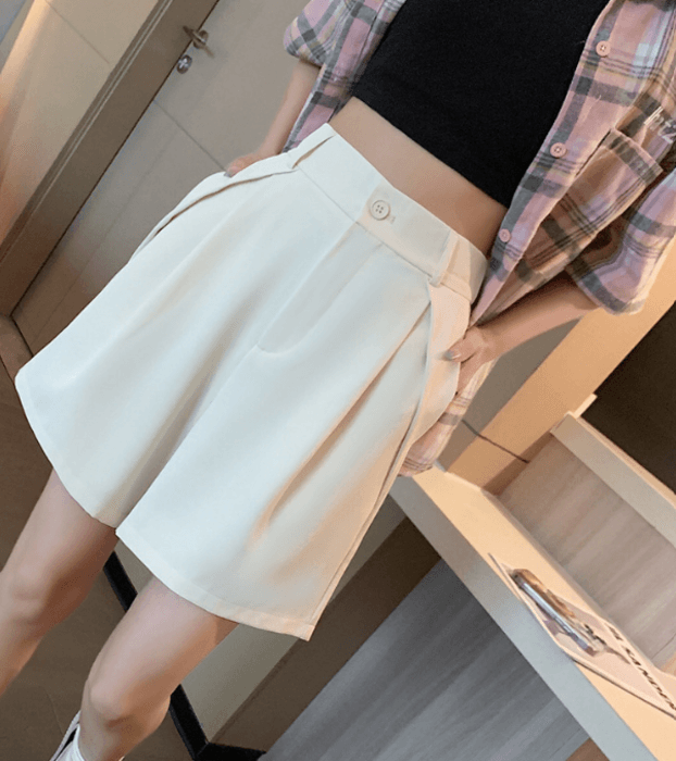 骨格ストレートシンプルハーフパンツ