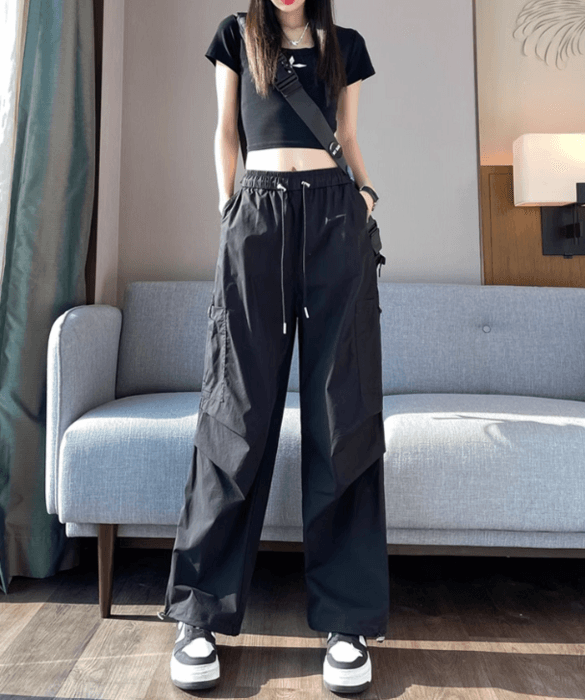 骨格ストレートカジュアルカーゴパンツ