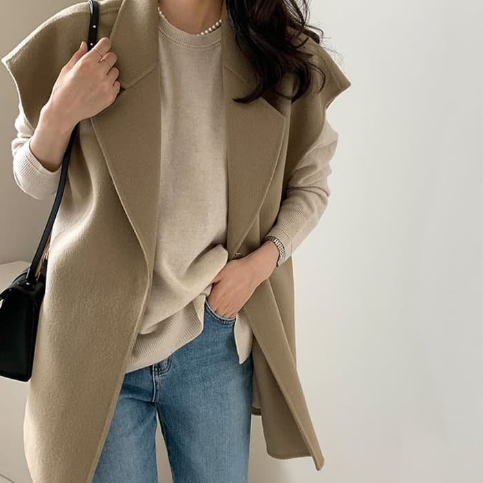 骨格ストレートウエストマークベストアウター