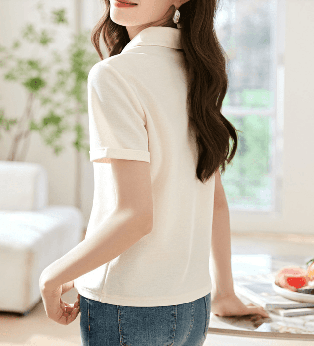 骨格ストレートシンプルポロデザインTシャツ