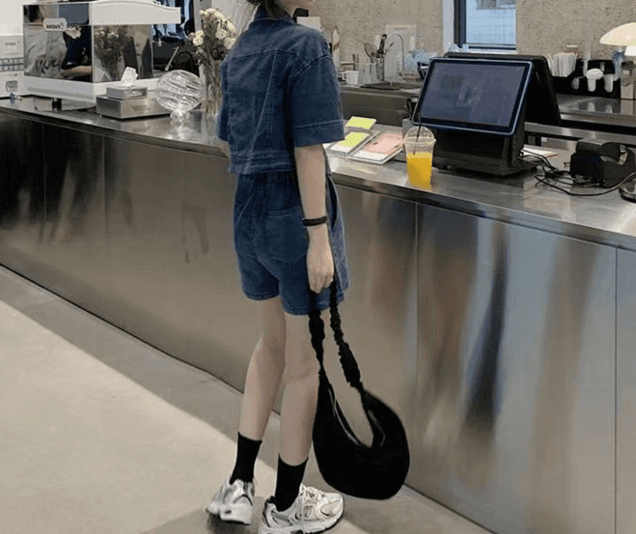 骨格ストレートデニムジャケット+パンツセットアップ