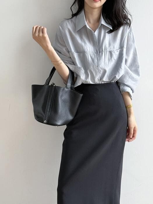 骨格ストレートシアーオーバーシャツ