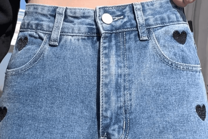 骨格ストレートサイドハートカットデニムパンツ