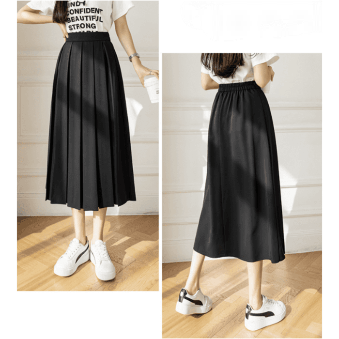 骨格ストレートカラータックプリーツフレアスカート