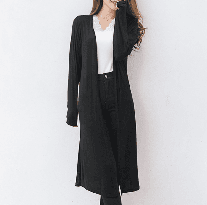 骨格ストレートロング丈サイドスリットカーディガン