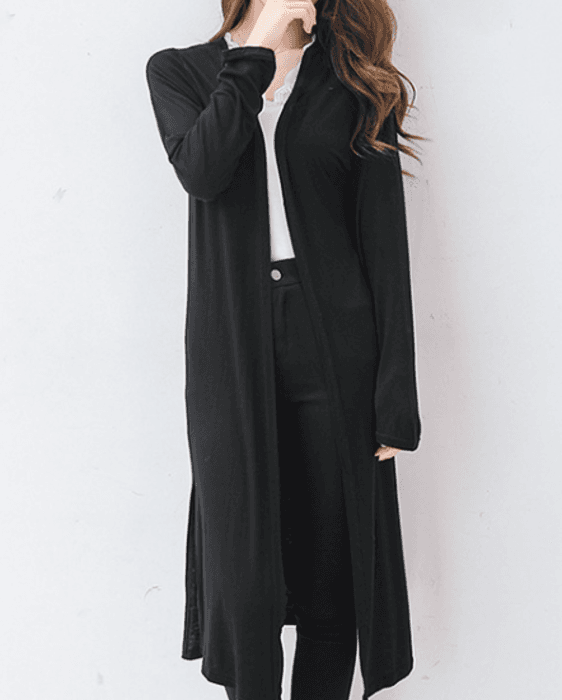 骨格ストレートロング丈サイドスリットカーディガン