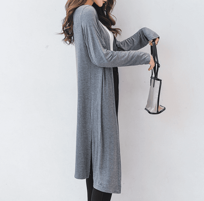 骨格ストレートロング丈サイドスリットカーディガン