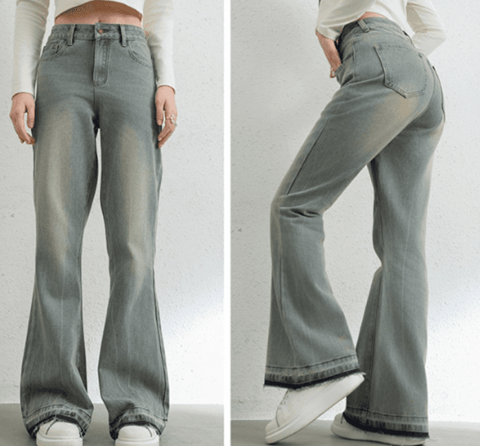 骨格ストレートワイドレッグデニムパンツ