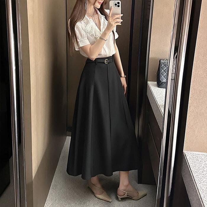 骨格ストレートAラインロングスカート